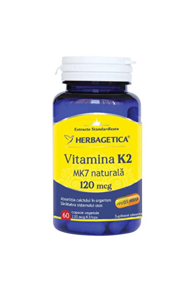 herbagetica Vitamina K2 MK7 Naturala 120 mg Herbagetica, 60 capsule vegetale
