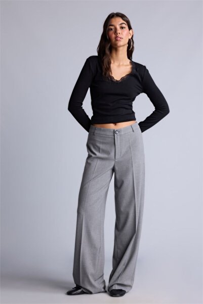 DeFacto Kadın Kanvas Pantolon F6214AX/GR394 GREY