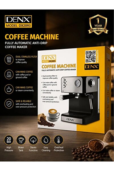 Denx ماكينة قهوة DX2093 بقوة 850 واط، سعة 1.6 لتر.