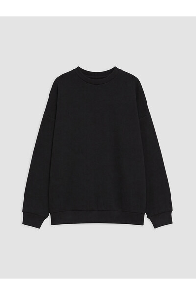 LC Waikiki Black soft touch Oversized women's sweatshirt