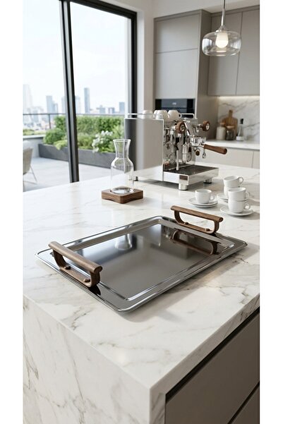 Generic Elegant Multi-Use Stainless Steel Serving Tray for Entertaining Silve...