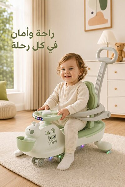 Generic سيارة بلاستيكية موسيقية مضيئة للركوب للاستخدام الداخلي والخارجي مع مق...