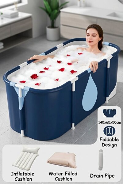 Generic 1 Pc PVC Foldable Portable Bathtub Spa Soaking Tub 140cm 6 Layer Insu...
