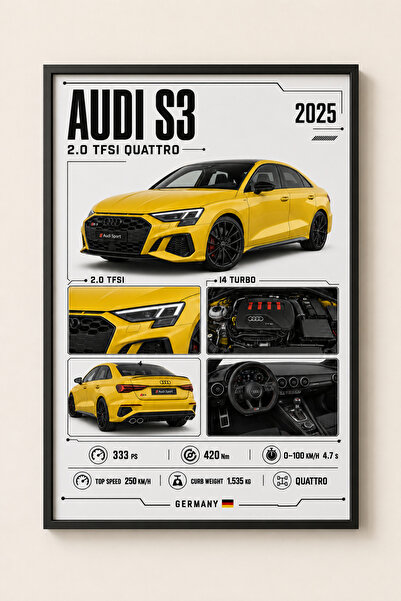 Miutic Print Studio Tablou decorativ auto Audi S3 Sedan cu specificații tehni...