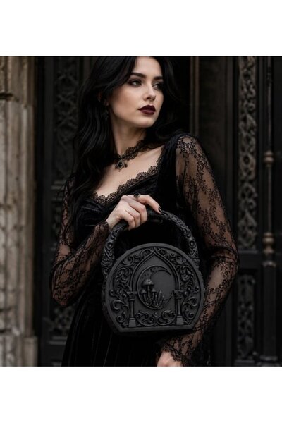 Verda Desing Geantă de damă cu imprimare 3D Gothic Moon Mushroom, Dark Fantas...