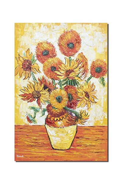 artnova Известна ръчно рисувана картина, Ваза със слънчогледи, 90x60 см, масл...