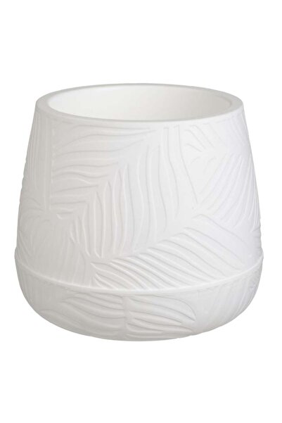 BAMI NETWORK Ghiveci flori oval alb cu model reliefat 24.7x21cm
