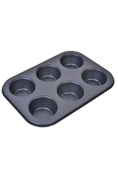 BAMI NETWORK Tava de copt neaderenta metalica 26.5cm negru 6 locuri