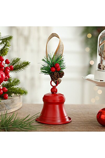 Rao Clopot Decorativ pentru Brad Craciun, 10 X 8 X 8 Cm, Rosu