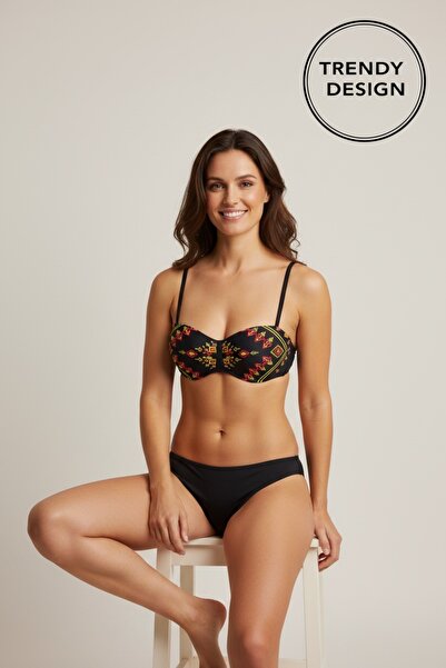 Trendy Design Costum de Baie – Sutien Balconette cu Push-Up, Bretele Detașabi...
