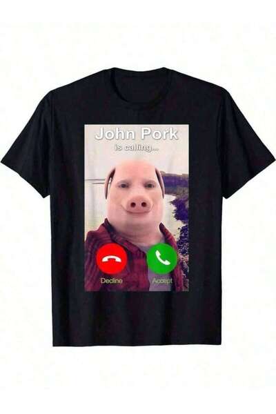LİNA06 Pork Is Calling Shirt Funny John Pork-Shirt, Men's Casual Fit Cotton-S...