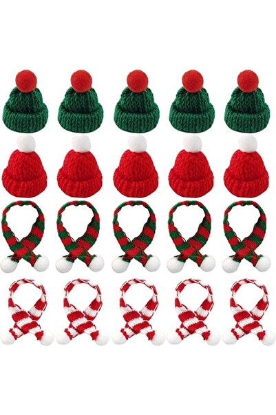STARSTAR 32 Piece Mini Woven Hats & Scarves Set, Mini Santa Hats for Crafts, ...
