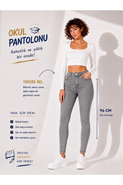 DENİM İN SHE UDOBNE ŠKOLJSKE PANTALONE ZA ŽENE SA VISOKIM STRUKOM