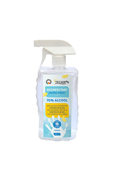 Techir Dezinfectant pentru mâini cu 70% alcool, cu pulverizator, 1000 ml