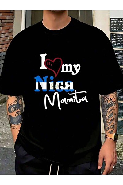 LİNA06 I Love My Nica Mamita Design Camisetas De-Shirt Jpg Camisas Para Hombr...