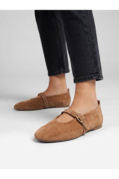 Rüya Shoes أحذية باليه مريحة من الجلد الطبيعي بنعل طبي من جلد الغزال