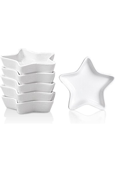 STARSTAR 6-Piece White Star Ceramic Dipping Sauce Bowls (37ml) - Small Spice ...