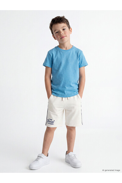 LC Waikiki Two Mt Shop Quality Lcw Kids White 2 Thread Printed Standard & Reg...