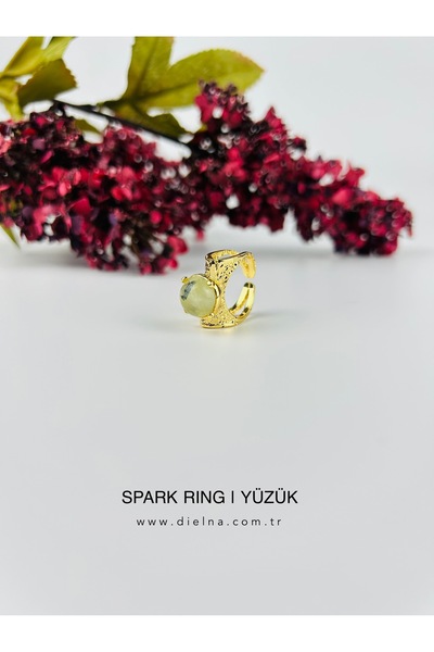 DİELNA | SPARK RING | PREHNİT TAŞLI YÜZÜK