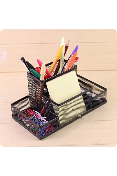 STARSTAR Metal wire mesh pencil container with 4 compartments, suitable for h...