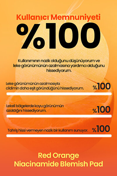 T'else Leke Karşıtı, Aydınlatıcı Cilt Bakım Pedi TELSE Red Orange Niacinamide Blemish Pad (70 Pads)