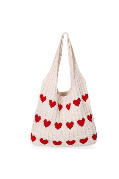 STARSTAR Women's summer beach handbag, heart-shaped knitted openwork crochete...