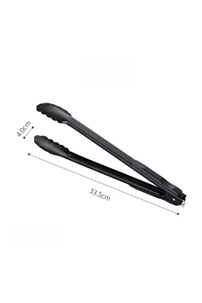 STARSTAR 2-Pack Stainless Steel Black Food & BBQ Tongs (black, 14-inch).