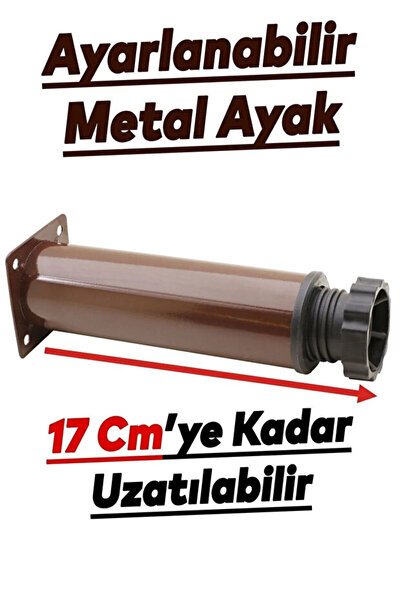 NUBLADO 4’lü Kahverengi Metal Mobilya Ayağı Ayarlanabilir Tabanlı Dolap Masa Koltuk Ayağı