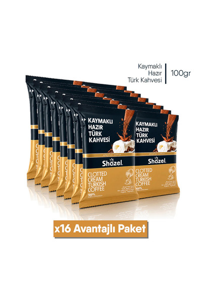 Shazel Instant Turkish Coffee |   Kaymakli |   100 Grams |   16 Packs