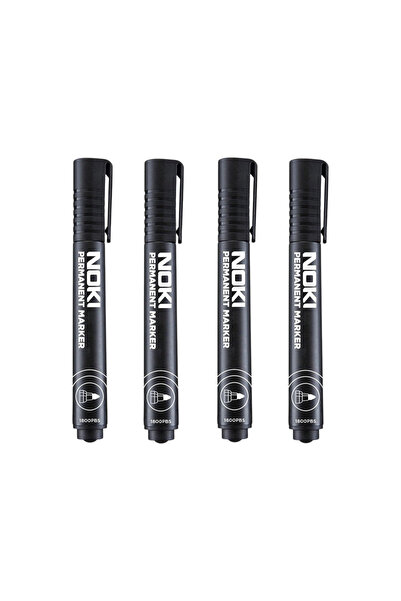 Noki Permanent Marker Round Tip (Black) (4 Pieces)