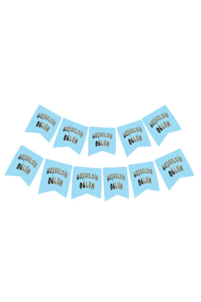 OSKA GLOBAL Welcome My Son Written on Blue with Silver Newborn Baby Birth Dec...