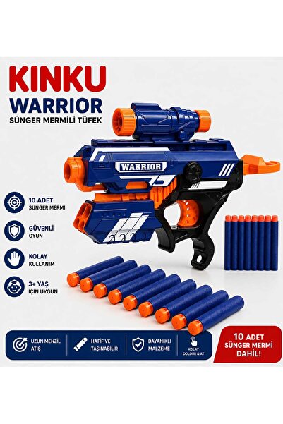 KİNKU Lazerli Nerf Silah Sünger Mermi Atan Hot Fire Nişancı Oyuncak Tabanca