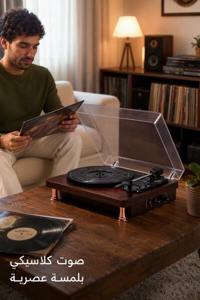 Generic 1 Wooden Bluetooth Vinyl Record Player Built In Speakers Usb Input Rc...