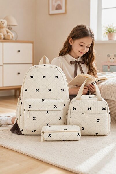 Generic 3Pcs Corduroy School Backpack Set Waterproof Laptop Backpack Large Ca...