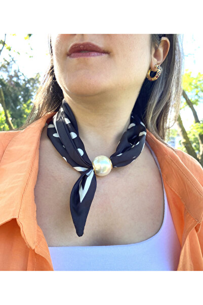 Gox Accessories وشاح مزين باللؤلؤ مع طرف مغناطيسي
