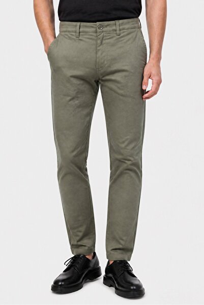CELIO بنطال تشينو مطاطي بقصّة Slim Fit للرجال، زيتوني