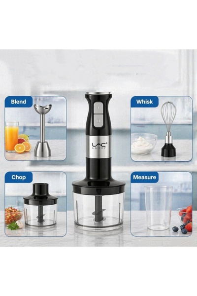 Generic Brand 800w 4‑in‑1 Immersion Hand Blender, 2‑Speed Stainless Steel Stick Blender Set with Whisk, Chopper & Measuring Cup, Electric Hand Mixer for Smoothies, Baby Food, Sauces, Desserts