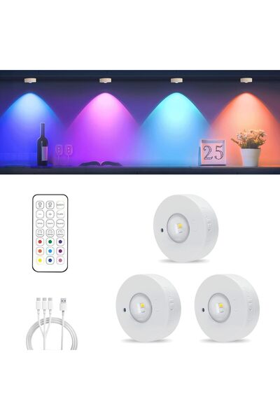 STARSTAR 3-piece cabinet lighting set, wireless magnetic charging LED, 3 colo...