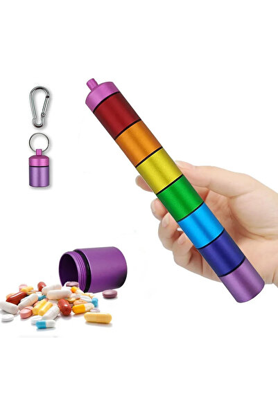 STARSTAR 7-day pillbox, small aluminum pillbox with 7 dividers, waterproof, c...