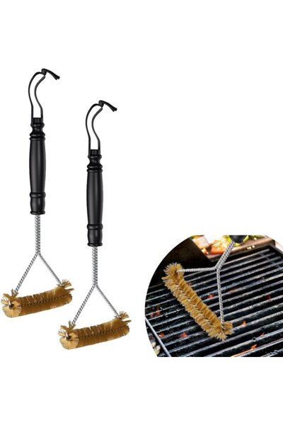 STARSTAR 2pc Brass Bristle Grill Cleaning Brushes for Cast Iron Grates, Gas &...
