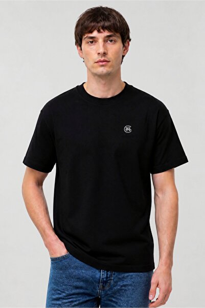 Good For Nothing Men Crew Neck Short Sleeve Embroidered Logo T-Shirt, Black