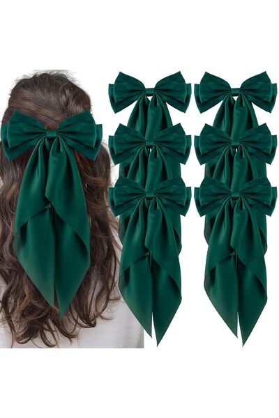 STARSTAR Six large bow hair clips, long tail hairbands for women and girls, s...