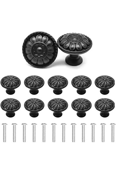 STARSTAR Vintage Round Drawer Knobs - Antique Cabinet Handles - 12 Pieces - B...