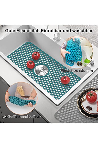 STARSTAR Silicone sink mat, sink liner, 24.8 inches x 13 inches, foldable sin...