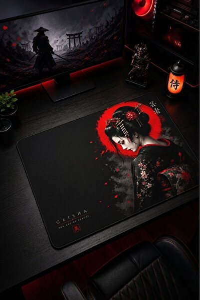 Lord Mountain 50x40 Dijital Tasarımlı Oyuncu Mouse Pad – Kaymaz Taban – Dikişli Kenar – Gaming Mouse Pad Geisha