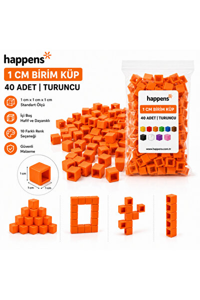 HAPPENS Birim Küp 1 cm 40 Adet Turuncu– Matematik Materyali, Eğitici Oyuncak,...