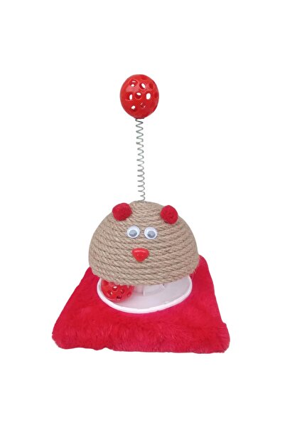 Tırmalamalı Kedi Oyuncağı Yaylı Toplu Sisal Halatlı İnteraktif Kedi Oyun ve Tırmalama Standı
