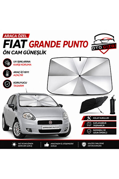 Oto Çizgi Fiat Grande Punto Şemsiye Tip Ön Cam Güneşliği Katlanabilir UV Koru...