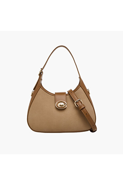 Chrisbella Solid Shoulder Bag with Twist Lock Closure
