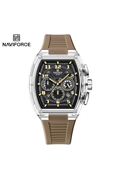 Naviforce Kahverengi Silikon Kayışlı Analog Kol Saati